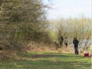 A Mark into the Water, behind the Bushes and a Blind in the Woods